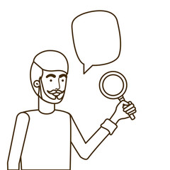 Fototapeta na wymiar man with magnifying glass in white background