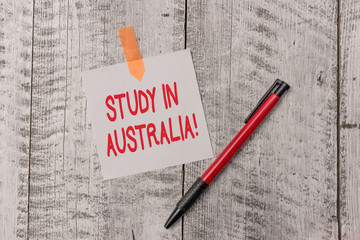 Text sign showing Study In Australia. Business photo text going into foreign country order complete...
