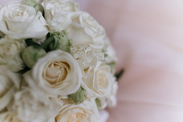 wedding bouquet of white roses