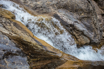 flow of water between the rocks of a mountain stream