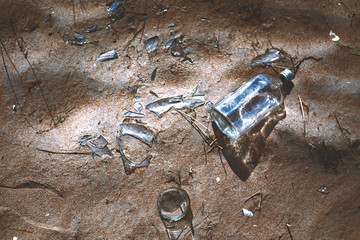 Broken glass on the beach