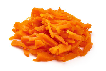 Carrot slices, close-up, isolated on white background