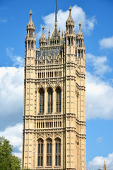 Westminster Abbey viewed from Victoria tower gardens, London, UK