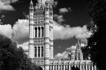 Westminster Abbey viewed from Victoria tower gardens, London, UK