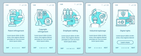 Ethical issues onboarding mobile app page screen vector template