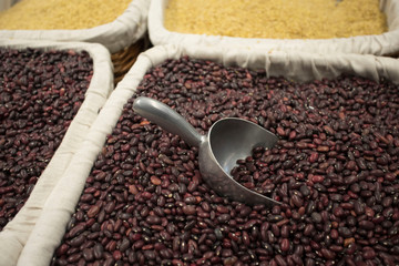 metal scoop in bean bag