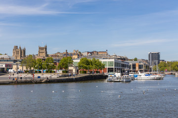 Fototapeta na wymiar BRISTOL, UK - MAY 14 : View along the River Avon in Bristol on May 14, 2019. Unidentified people