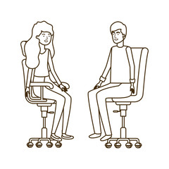 couple with sitting in office chair avatar character