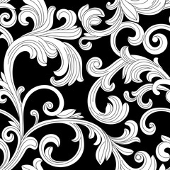 Black vintage baroque ornament, corner. Retro pattern antique style acanthus.Black vintage baroque ornament, corner. Retro pattern antique style acanthus.