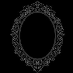 Vintage oval pattern frame in old style. Vector.Vintage oval pattern frame in old style. Vector.