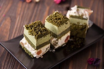 piece of green tea matcha cake