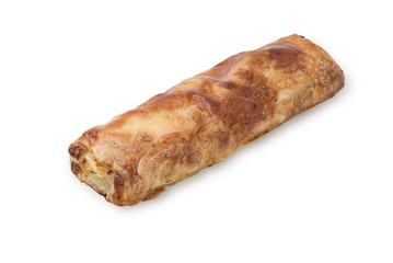 Baking from puff pastry, Vertuta or placinda with cottage cheese and cheese, served with sour cream.