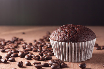 coffee banana cupcake on wood board