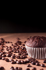 coffee banana cupcake on wood board