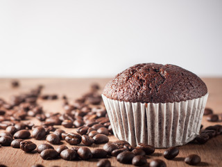 coffee banana cupcake on wood board