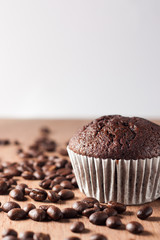 coffee banana cupcake on wood board