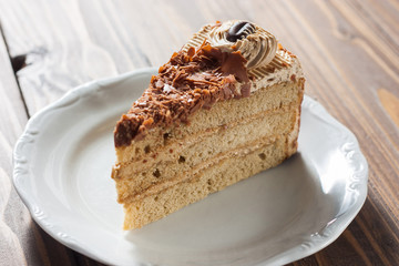piece of mocha butter cream cake