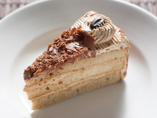 piece of mocha butter cream cake