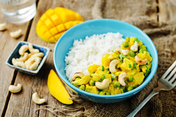 Mango chicken coconut curry with rice