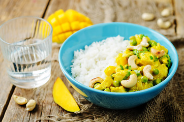 Mango chicken coconut curry with rice