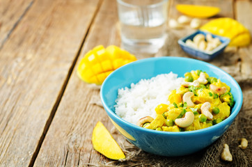Mango chicken coconut curry with rice