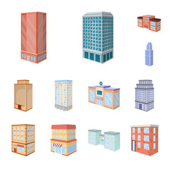 Isolated object of city and build icon. Collection of city and apartment stock symbol for web.