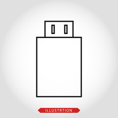 USB icon vector. Flash Drive icon symbol isolated on white background.