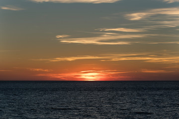 Sunset behind adriatic sea, Slovenia