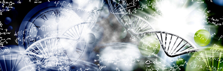 image of dna chain on biotechnological background,
