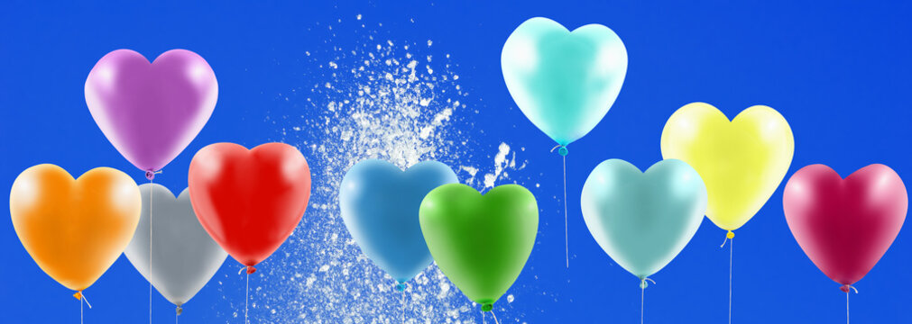 image of festive balloons on blue background
