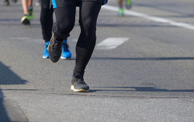 People running race marathon