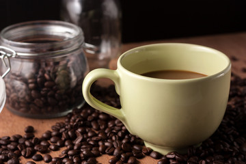 image of coffee cup on wood