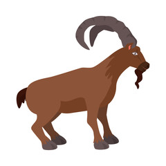 Vector illustration of goat and mountain  icon. Set of goat and animal stock vector illustration.