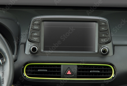 Screen multimedia system on dashboard in a modern car