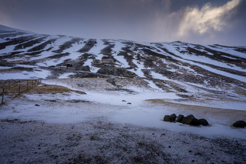 Moody winter mountains in Iceland