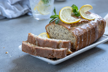 Lemon and poppy seed pound cake loaf