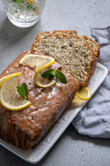 Lemon and poppy seed pound cake loaf