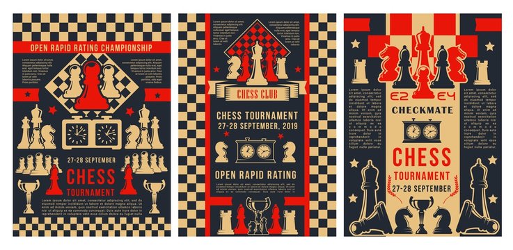 Chess sport club tournament, chessboard pieces