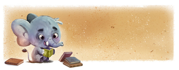 elefante leyendo libros feliz © cirodelia