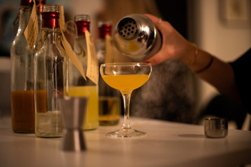 pouring cocktails