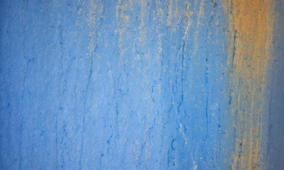 Rusty blue metal wall texture background, old sheet of iron covered with rust and blue color.