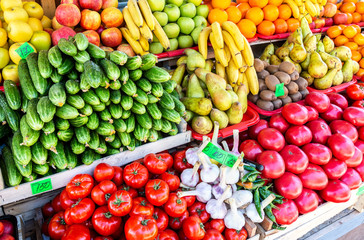 Naklejka na ściany i meble Fresh organic vegetables and fruits