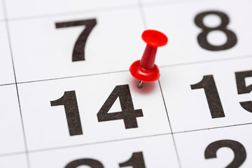 Pin on the date number 14. The fourteenth day of the month is marked with a red thumbtack. Pin on...