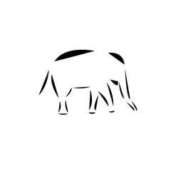 Schematic logo icon of running elephant.