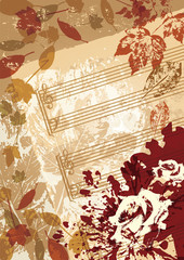 autumn music vector background retro style frame