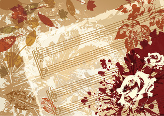 autumn music vector background retro style frame