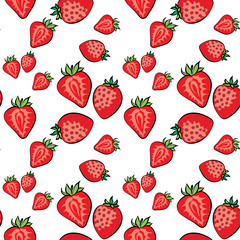 strawberries vector pattern on white background white