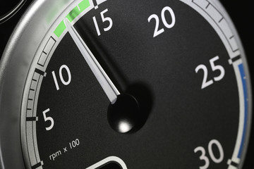 tachometer of a truck at economic mode of operation