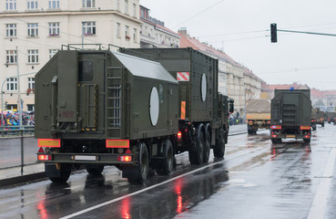 Soldiers of Czech Army are riding mobile casualty ward