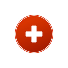 First aid medical sign in circle, flat vector icon for apps, website, labels, signs, stickers. Vector illustration isolated on white background